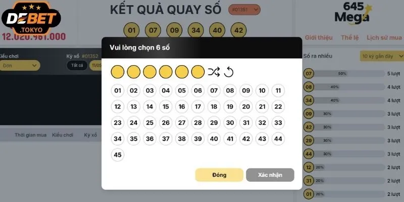 Tổng quan về xổ số Mega 6/45 Debet